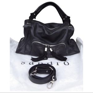 Sandro Black leather and croc absinthe bag